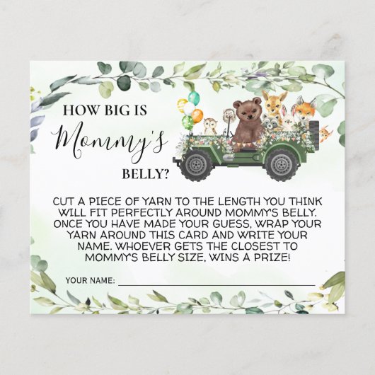 Woodland Hoe groot is de Belly Shower Kaart van ma (Voorkant)