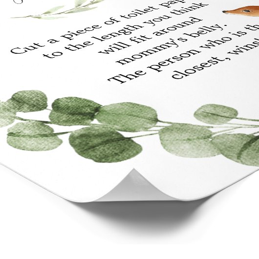 Woodland Hoe groot is mama's buik baby shower spel Poster (Hoek)