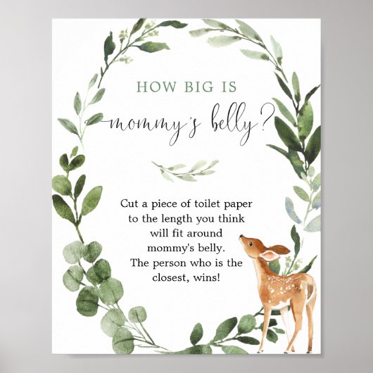 Woodland Hoe groot is mama's buik baby shower spel Poster (Voorkant)