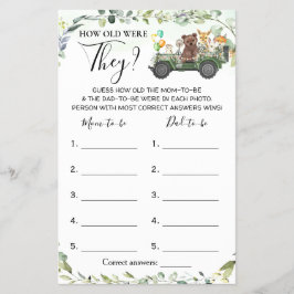 Woodland Hoe oud waren ze Baby shower-Kaart Flyer