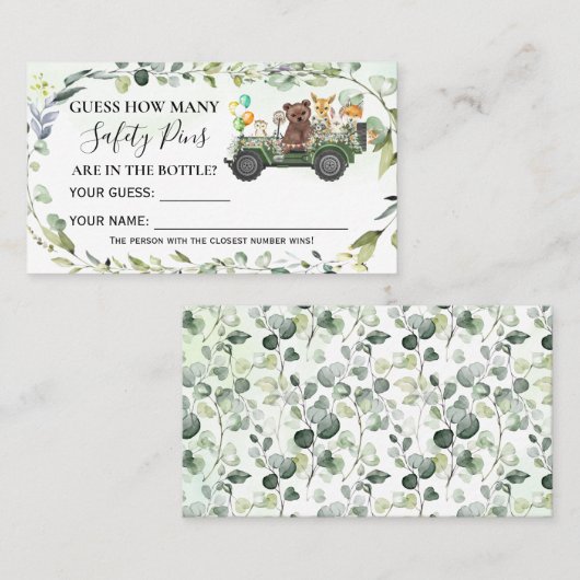 Woodland Hoeveel Baby shower Kaart veiligheidspill Plaatskaartje (Voorkant / Achterkant)