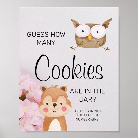 Woodland hoeveel koekjes Baby shower spelen Poster (Voorkant)