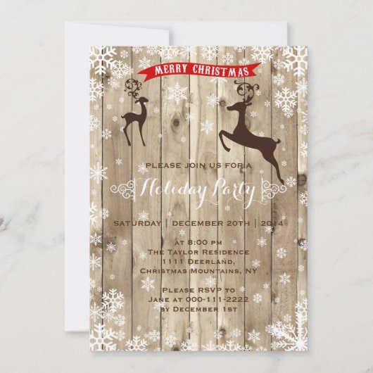 Woodland Holiday Party Invitation Kaart (Voorkant)