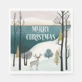 Woodland Holiday | Snowy Christmas Forest Party Servet (Voorkant)