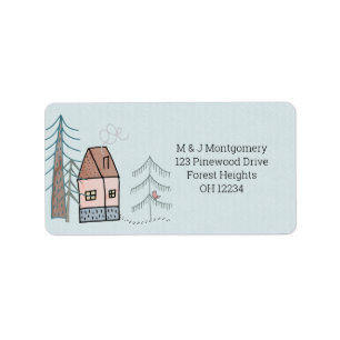 Woodland Home Doodle Drager Return-adres Etiket