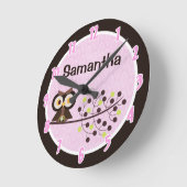Woodland Hoot Owl Forest Animal Personalised Clock Ronde Klok (Hoek)