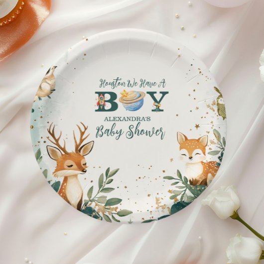 Woodland Houston: We hebben een jongen in de ruimt Papieren Bordje