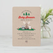 Woodland houthakker Baby shower Animals Invitation Kaart (Staand voorkant)