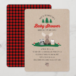 Woodland houthakker Baby shower Animals Invitation Kaart