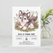 Woodland Howling Digitale Wolf Verjaardag Kaart (Staand voorkant)