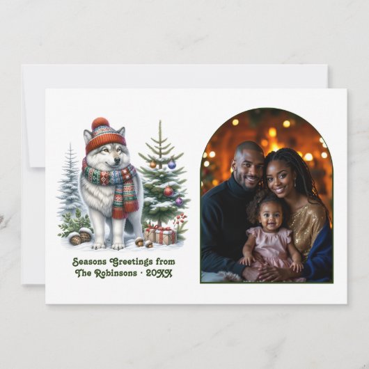 Woodland Husky Cozy Nordic Forest Christmas Magic Feestdagenkaart (Voorkant)