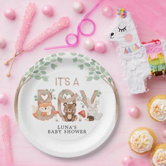 Woodland is een Baby shower Papieren Bordje (Feest)