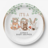 Woodland is een Baby shower Papieren Bordje (Voorkant)
