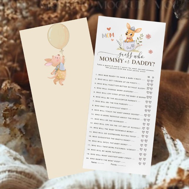 Woodland Kangaroo Guess Mama of Daddy Baby shower (Creator heeft geüpload)
