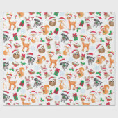 Woodland kerst Animal Cadeaupapier (Vlak)