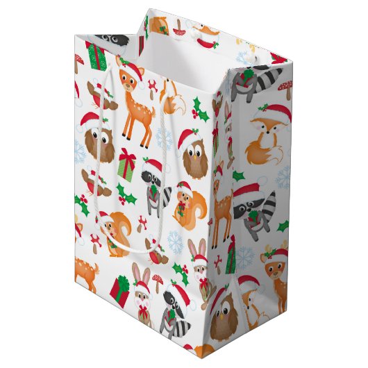 Woodland kerst Animal Medium Cadeauzakje (Voorkant Gekanteld)