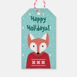 Woodland kerst cadeaulabel