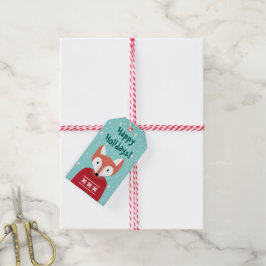 Woodland kerst cadeaulabel