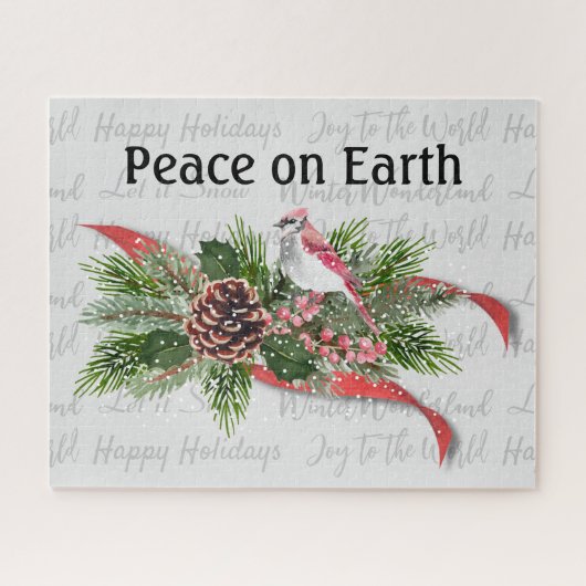 Woodland kerst | Rode kardinaal Legpuzzel (Horizontaal)