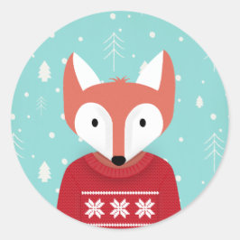 Woodland kerst ronde sticker
