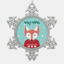 Woodland kerst tin sneeuwvlok ornament