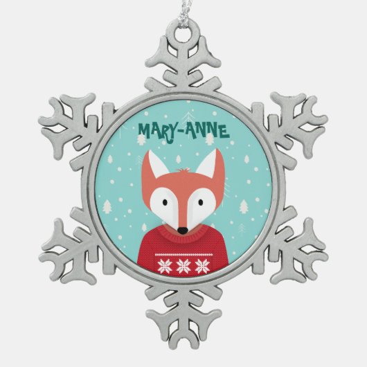 Woodland kerst tin sneeuwvlok ornament (Voorkant)