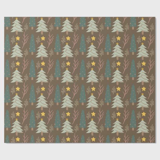 Woodland kerstbomen Earth Tones Pattern Cadeaupapier (Vlak)