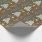 Woodland kerstbomen Earth Tones Pattern Cadeaupapier (Hoek)