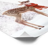 Woodland Kerstdeer en Bird Wall Art Foto Afdruk (Hoek)