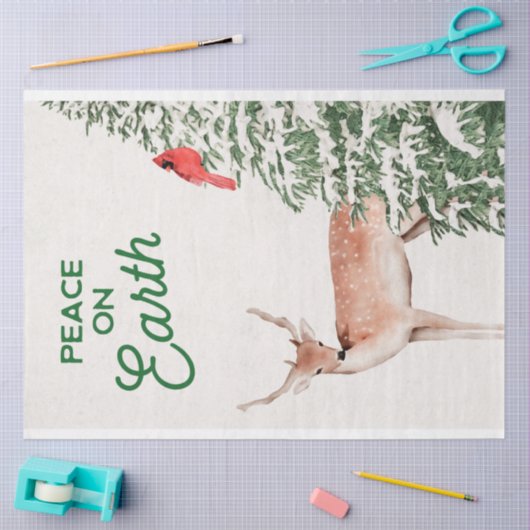 Woodland Kerstdeer en kardinaal Tissuepapier (Craft)