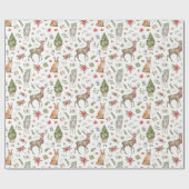 Woodland-kerstdieren Cadeaupapier (Vlak)