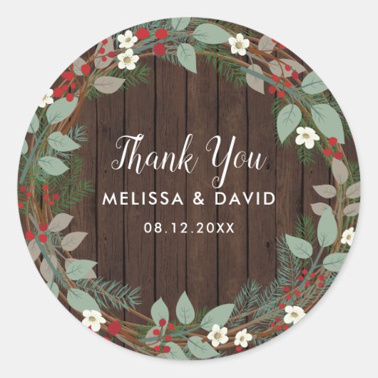 Woodland Kerstkrans Dank u Stickers (Voorkant)