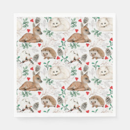 Woodland Kerstmis Dieren, winter sneeuw thema Servet