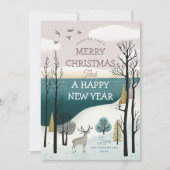 Woodland Kerstmis en Nieuwjaar | winterbos Feestdagenkaart (Voorkant)