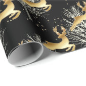 Woodland Kerstmis Gold Deer DIY Background Color Cadeaupapier (Rol Hoek)