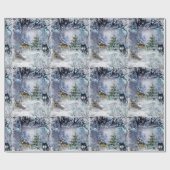 Woodland Kerstmis met Wolven Wrapping Paper Cadeaupapier (Vlak)