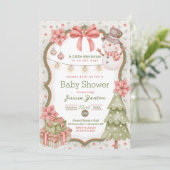 Woodland Kerstmis Snowman Baby shower Uitnodiging (Staand voorkant)