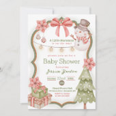 Woodland Kerstmis Snowman Baby shower Uitnodiging (Voorkant)