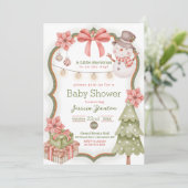 Woodland Kerstmis Snowman Baby shower Uitnodiging (Staand voorkant)
