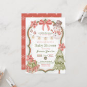 Woodland Kerstmis Snowman Baby shower Uitnodiging (Voorkant / Achterkant in situ)