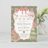 Woodland Kerstmis Snowman Baby shower Uitnodiging (Staand voorkant)