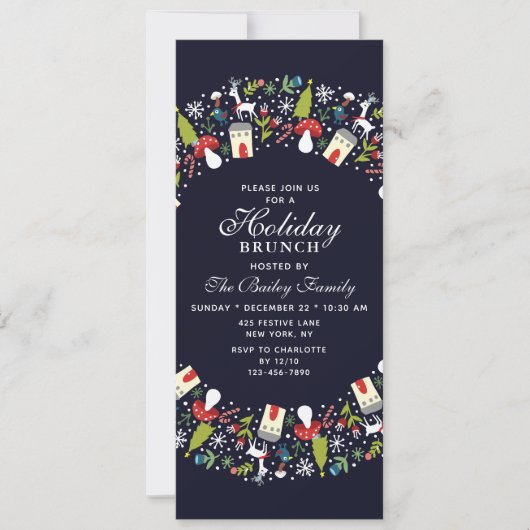 Woodland Kerstmis Wreath | KerstBrunch Kaart (Voorkant)