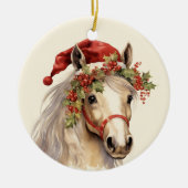 Woodland Kerstpaard voeg tekst toe waterverf Keramisch Ornament (Voorkant)