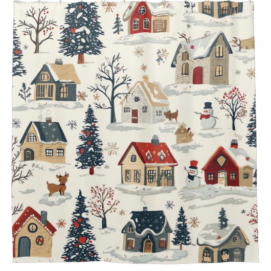  Woodland kerstpatroon (11) Douchegordijn (Voorkant)