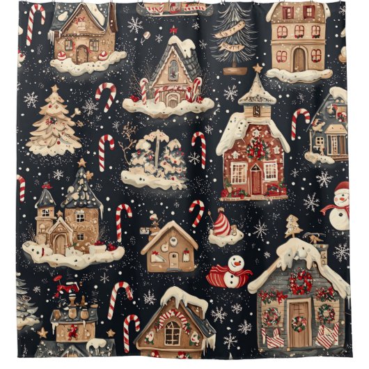  Woodland kerstpatroon (14) Douchegordijn (Voorkant)