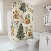  Woodland kerstpatroon (15) Douchegordijn (In situ)
