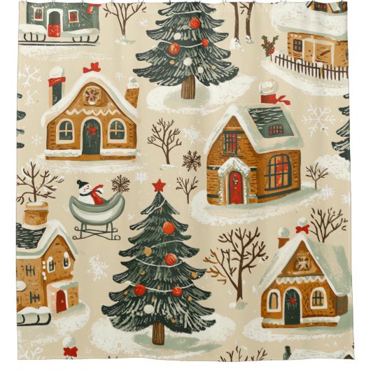  Woodland kerstpatroon (15) Douchegordijn (Voorkant)