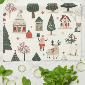  Woodland kerstpatroon (17) Theedoek (Gevouwen)