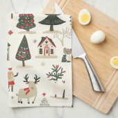  Woodland kerstpatroon (17) Theedoek (Quarter Fold)