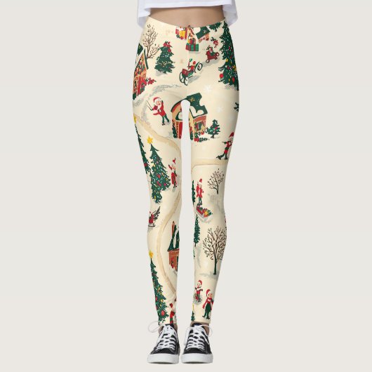  Woodland kerstpatroon (18) Leggings (Voorkant)